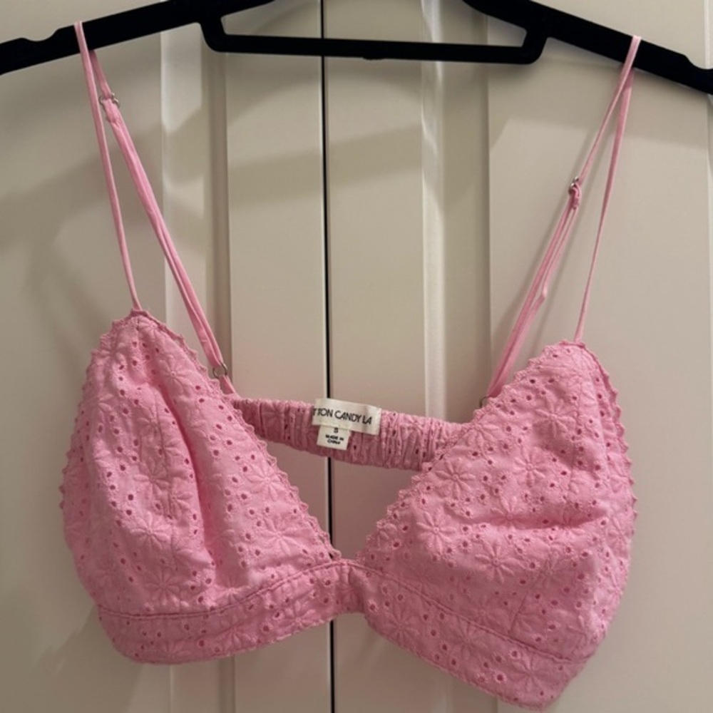 NWOT Cotton Candy LA Pink Floral Eyelet Bralette Top
